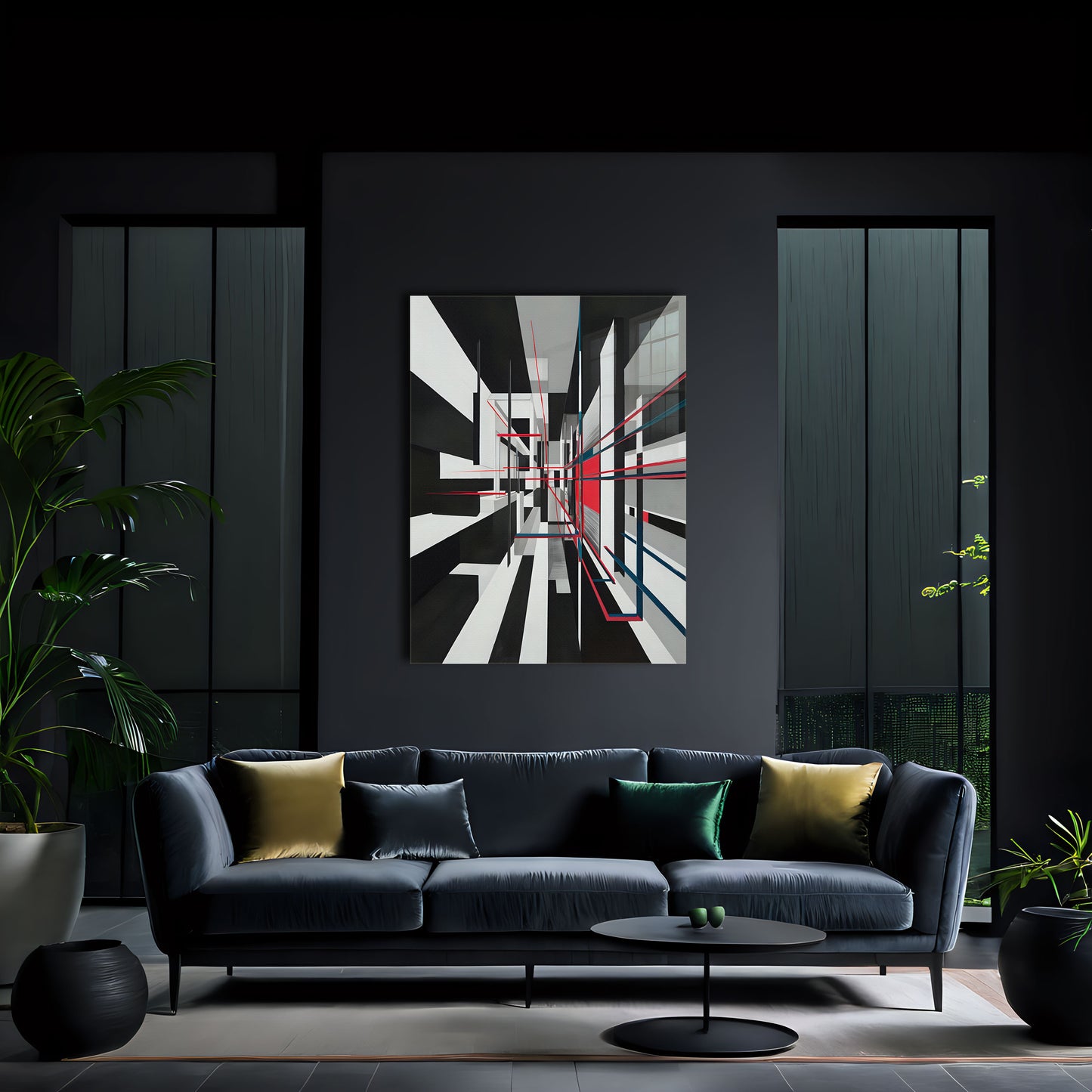 Absorbed is an original and exclusive contemporary abstract art, luxury artwork print, it's 12-colour Giclée printed, then hand mounted on to a luxury 10mm thick, high gloss acrylic panel with crystal clear diamond polished edges. On the back is an invisible floating subframe, giving a very modern and contemporary look that creates a dramatic focal point. Image 2.