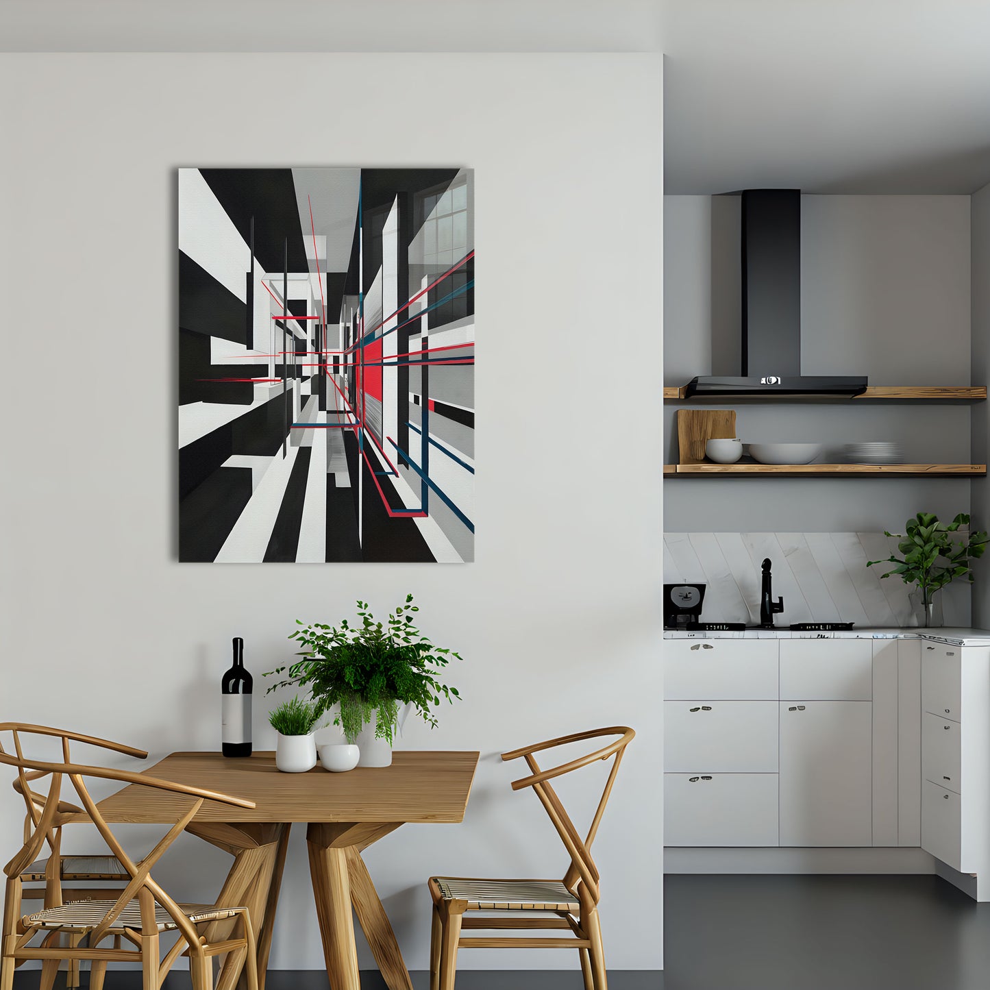 Absorbed is an original and exclusive contemporary abstract art, luxury artwork print, it's 12-colour Giclée printed, then hand mounted on to a luxury 10mm thick, high gloss acrylic panel with crystal clear diamond polished edges. On the back is an invisible floating subframe, giving a very modern and contemporary look that creates a dramatic focal point. Image 5.