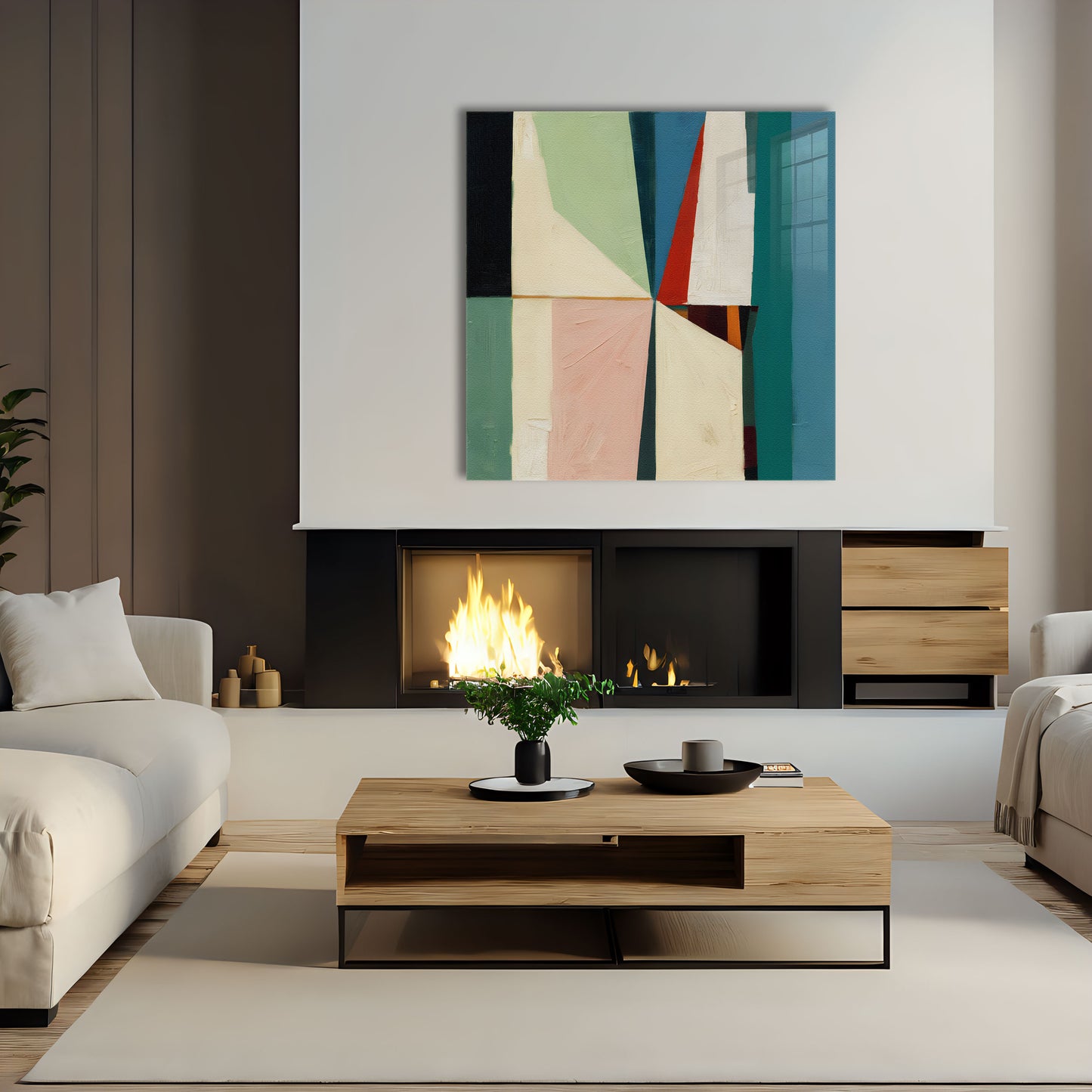 Original and exclusive contemporary abstract art luxury artwork print, it's 12-colour Giclée printed, then hand mounted on to a luxury 10mm thick, high gloss acrylic panel with crystal clear diamond polished edges. On the back is an invisible floating subframe, giving a very modern and contemporary look that creates a dramatic focal point. Image 3.