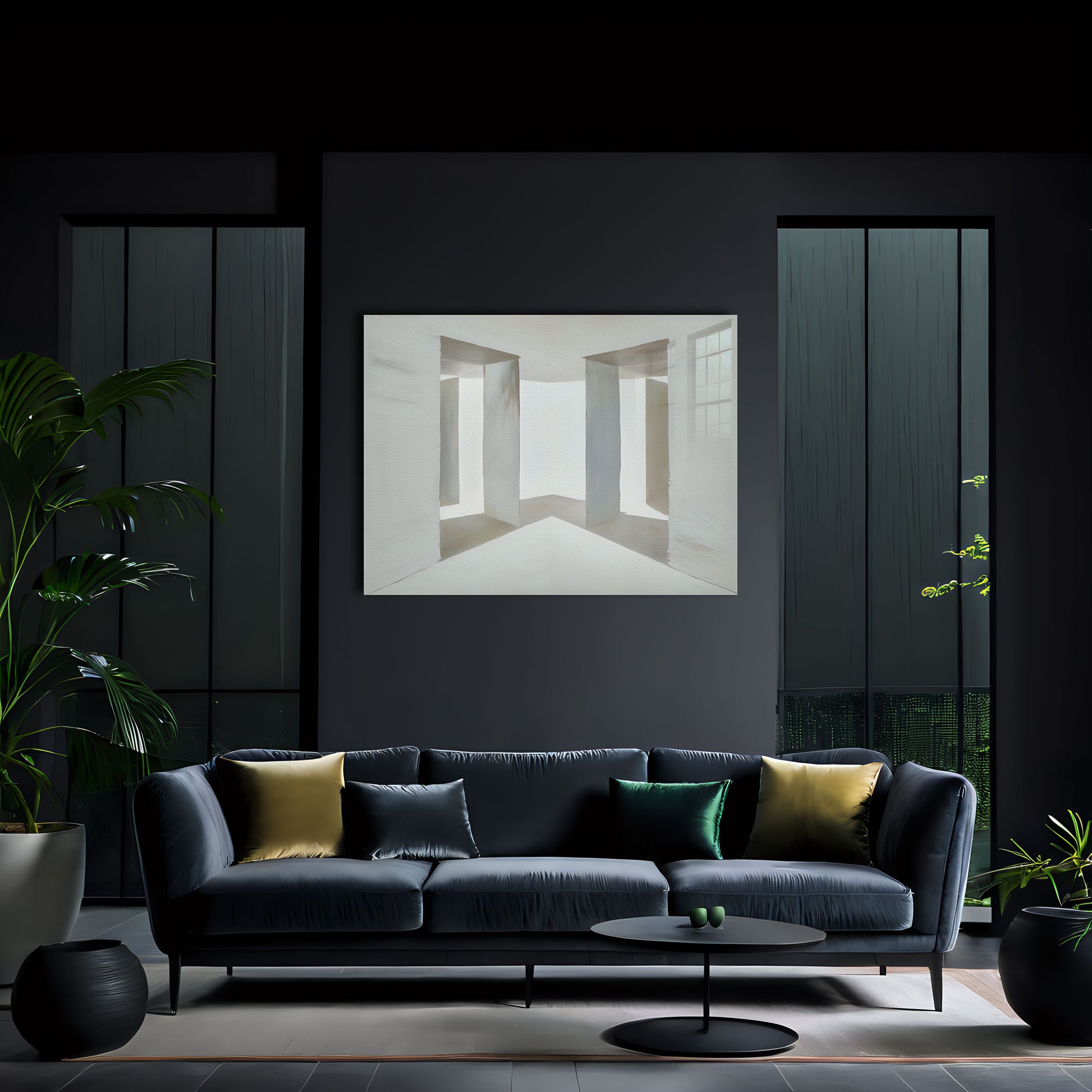 50/50 is an original and exclusive contemporary art luxury artwork print, it's 12-colour Giclée printed, then hand mounted on to a luxury 10mm thick, high gloss acrylic panel with crystal clear diamond polished edges. On the back is an invisible floating subframe, giving a very modern and contemporary look that creates a dramatic focal point. Image 2.