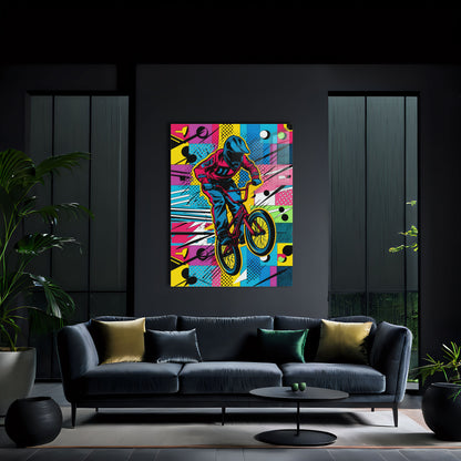 Air is an original and exclusive contemporary pop art, luxury artwork print, it's 12-colour Giclée printed, then hand mounted on to a luxury 10mm thick, high gloss acrylic panel with crystal clear diamond polished edges. On the back is an invisible floating subframe, giving a very modern and contemporary look that creates a dramatic focal point. Image 2.